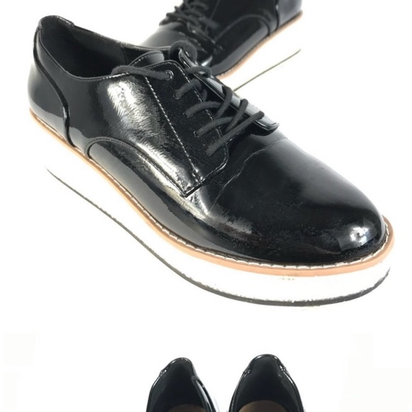 🌸3 for $30 Oxford Derby Lace Black Pattern leather off-white platform size 9 - Picture 4 of 11